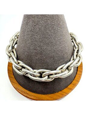 VTG Sterling Silver 925 Heavy Oval Link Bracelet Toggle Clasp Size 7.75" Length